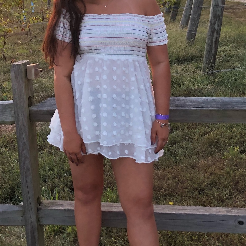 White over the shoulder dress